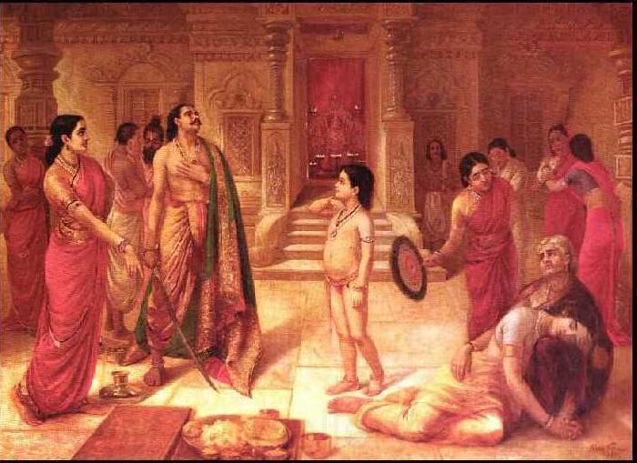 Raja Ravi Varma Mohini and Rugmangada to kill his own son Raja Ravi Varma Germany oil painting art